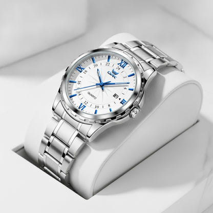 Montre Homme Quartz Acier Double Calendrier