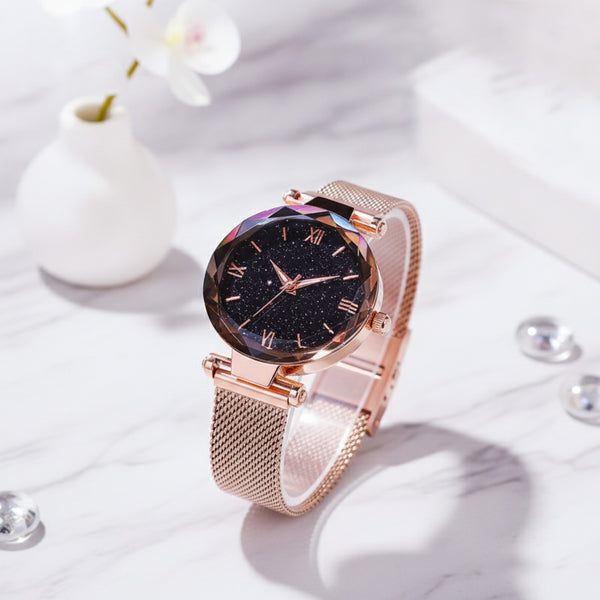 Montre Femme Ciel Étoilé Magnétique - Quartz Diamant Élégante