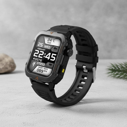 Montre Connectée Sport Homme - Écran 1.71", Bluetooth, Lampe LED - Noire