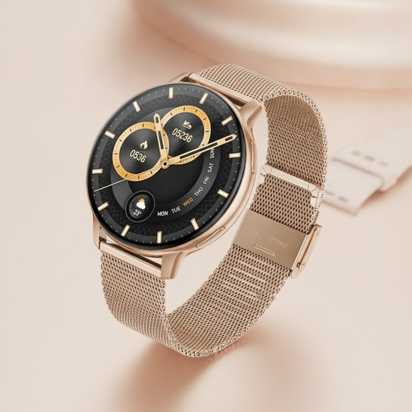 Montre Connectée Femme : Appels Bluetooth, Suivi Santé, Fitness - Or Rose
