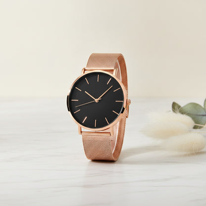 Montre Femme - Or Rose, Bracelet Acier - Quartz