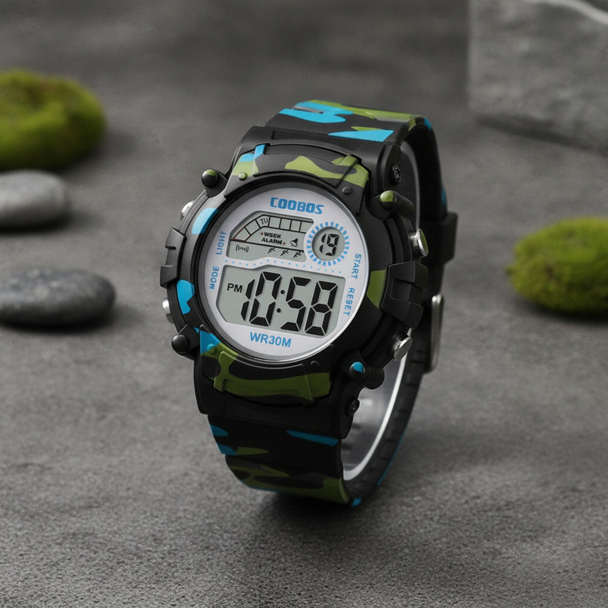 Montre Sport Enfant - Numérique, Étanche - Noir