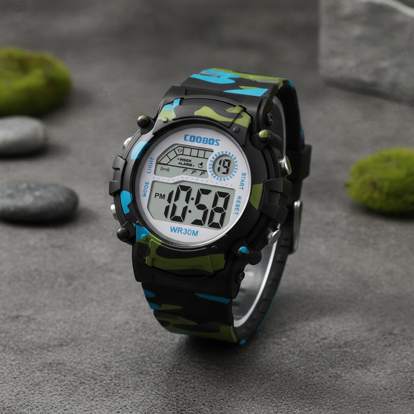 Montre Sport Enfant - Numérique, Étanche - Noir