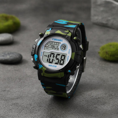 Montre Sport Enfant - Numérique, Étanche - Noir