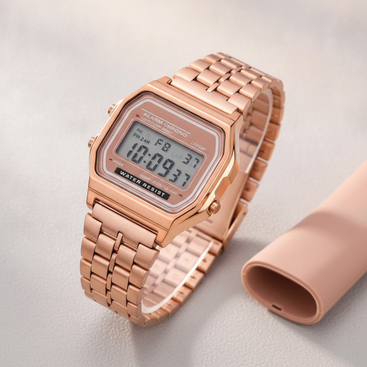 Montre Or Rose Femme - Bracelet Silicone, Électronique, Digitale
