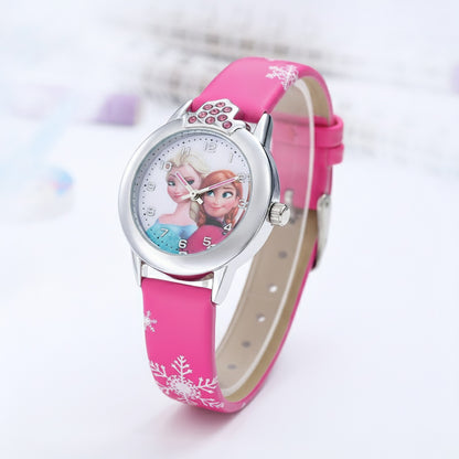 Montre Elsa Enfant - bracelet cuir rose - Quartz