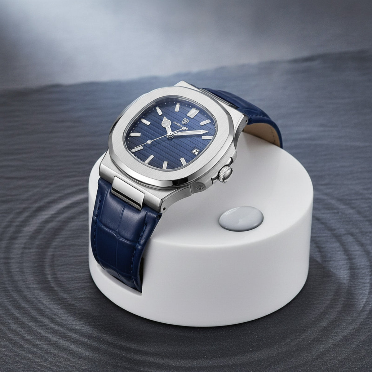Montre Homme Carrée - Cuir, Étanche, Lumineuse, Date - Quartz