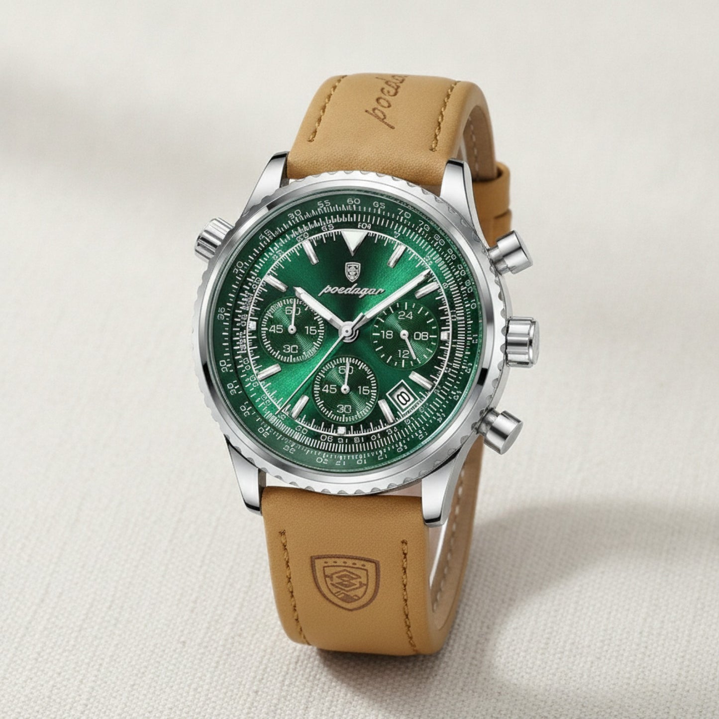 Montre Homme : Luxe, Étanche, Chronographe & Date - Bracelet Cuir Sport Militaire