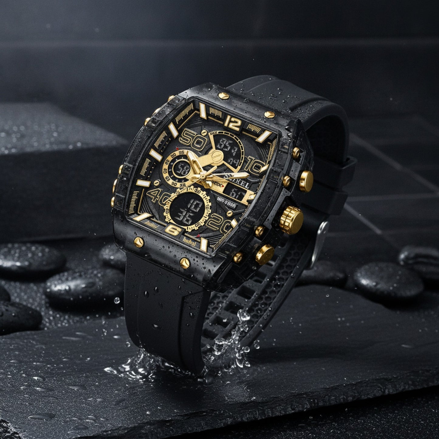 Montre Électronique Homme - Double Affichage, Étanche, Lumineuse