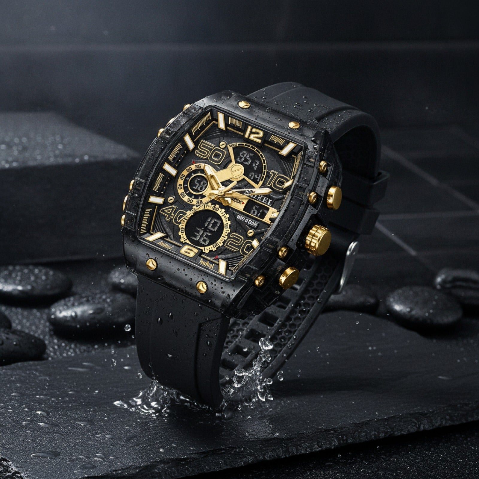 Montre Électronique Homme - Double Affichage, Étanche, Lumineuse