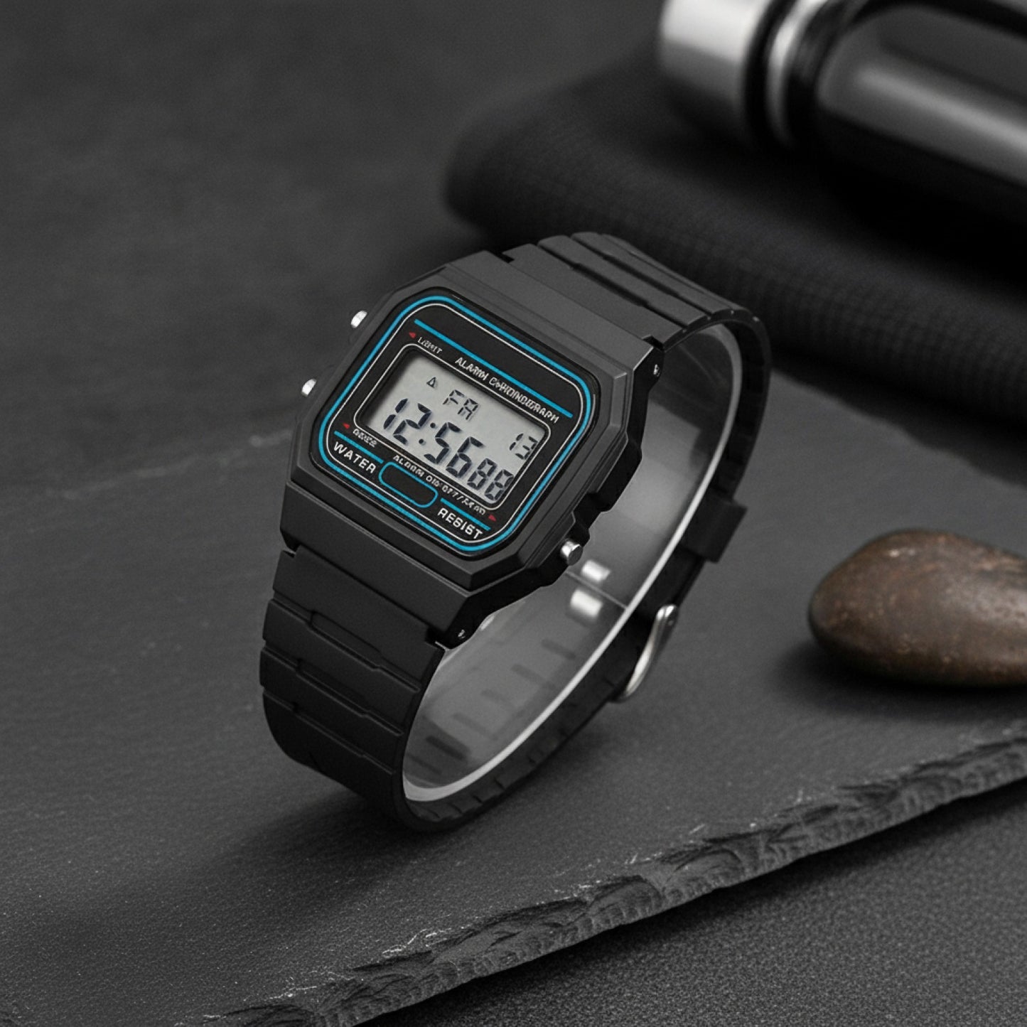 Montre Homme LED Carrée - Sport & Casual, Bracelet Silicone